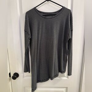 Lululemon To The Point Long Sleeve Modern Stripe Heathered Black White